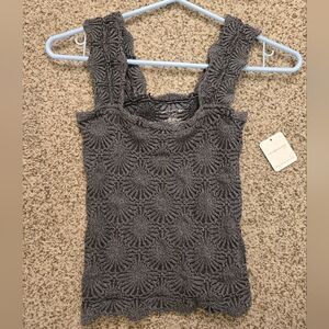 Free People Black Smocked Sleeveless Tank Top